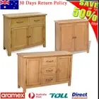 Solid Oak Wood Sideboard Cupboard Shoe Cabinet Storage Organizer Shelves Drawers