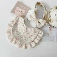 在飛比找momo購物網優惠-【Lianne baby】奶茶花草彌月禮盒圍兜髮帶 嬰兒禮物