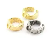 Ring Adjustable Bezel Organic Shape Raw-Gold-Silver Plated brass 8US size 3921