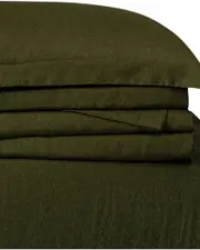 Brooklyn Loom Linen Olive Green Sheet Set