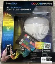 Blue Sky LED Bluetooth Light Bulb Plus Speaker With Remote 16 Different Colors