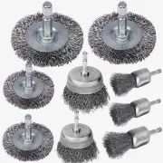 MIKILIKIEN Drill Wire Wheel Cup Brush Set 9 Piece, 0.010in Coarse Carbon Stee...