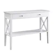 Hallway Console Table White Hall Entry Display Stand w/ Storage Drawers Sideboar