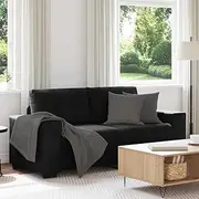Modern Loveseat Sofa - 140 cm Black Velvet Upholstery, Sturdy Steel Frame, Comfortable Foam Cushions for Living & Bedroom Spaces