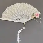 Lace Rose Folding Fan Dance Cosplay Photograph Props Hand Held Fans