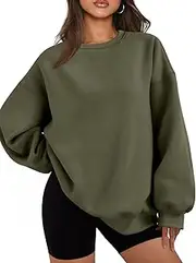 [KiRYu] Women's Oversized Fleece Sweatshirts Long Sleeve Crew Neck Pullover Sweatshirt Casual Hoodie Tops