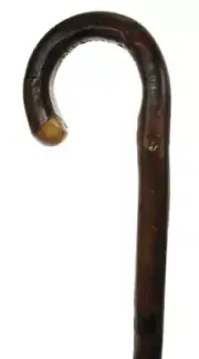 MEN'S FULL BARK SIERRA CHESTNUT CROOK HANDLE 36" LONG WALKING CANE FROM ITALY