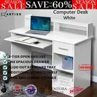 Artiss Computer Desk Shelf Drawer 100CM Cabinet Home Office Study Table White