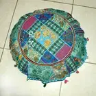 Turquoise Round Floor Pillow Cushion Cover Vintage Bohemian Patchwork Pillow
