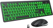 Large Print Wireless Keyboard and Mouse - 7 Colors Backlit Keyboard, Oversize