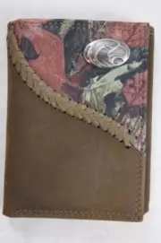ZEP-PRO Southern Mississippi Fence Row Camo Leather Trifold Wallet Tin Box