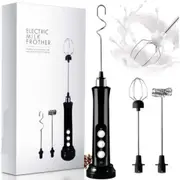 3-Speed Electric Milk Frother USB Rechargeable - Handheld Egg Beater Coffee Drink Mixer - Powerful Foamer Maker Tool