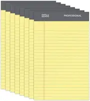 Office Depot® Brand Professional Perforated Pads, 5" x 8", Narrow Ruled, 50 Sheets Per Pad, Canary, Pack Of 8 Pads