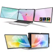 14 Inch Triple-fold Portable Monitor IPS Dual Screen Extender For Laptop 13"-17"