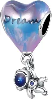 [Mon & Sons] Cat Paw Moon Star Spaceman Astronaut Love You Heart Bear Bird Sunflower Flower Charm Bead Pendant 925 Sterling Silver Compatible With Pandora Charm Moments Bracelet