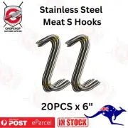 New SET 20 x 6 in Solid Stainless Steel Meat S-Hooks Butchers Hunters Sausage Ma