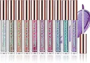 RoseFlower 12 Pcs Liquid Glitter Eyeshadow Makeup Set, Metallic Shimmer Glitter Eyeshadow Sweatproof Makeup Set, Glitter All Highly Pigmented Blending Powder, Purple Green Series liquid eyeshadow