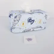 Tissue Box Cover Handmade Light Blue Harry Potter Print Silver Circle Opening