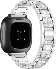 Bling Metal Bands Compatible with Fitbit Versa 4 /Fitbit Versa 3 /Fitbit Sense 2 /Fitbit Sense Bands for Women,Adjustable Replacement Straps Including regulator