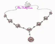 Deco Vintage Burlesque Red Carpet Glamour Flower Necklace w/ Swarovski Crystals