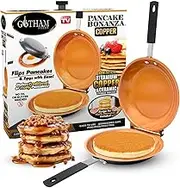 GOTHAM STEEL Double Sided Pancake Pan, Nonstick Copper Easy to Flip, Perfect for Fluffy Pancakes, Omelets, Frittatas & More! Large, Nonstick, Dishwasher Safe