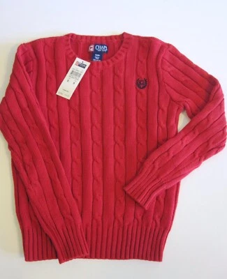 Chaps Boy's Pullover Cable Knit Sweater Size 4 4T Red