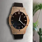 [Trend Tick] Hublot Themed Wall Clock with Wristwatch Appearance, Large Analog Silent Wooden Clock, Battery Operated