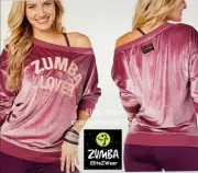 ZUMBA Lover Sweat Shirt Top PullOver Boatneck Super Soft+Shiny Metallic S M L XL