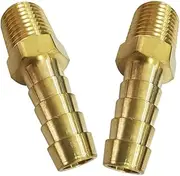 Legines 1/8" NPT Male to 1/4" Barb Fitting, Brass Hose Barbed Male Adapter Connector Straight, 2 pcs