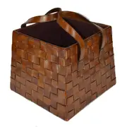Leatherkart Leather Woven Magazine Basket - Tan