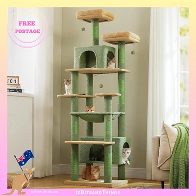 205cm Tall Cat Tree Tower Multi-Level Condo Hammock Scratching Post Large Cats