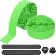 uxcell Bike Handlebar Tape, 2 Rolls 6.6 Feet Bike Grip Tape High-Elasticity EVA Foam Cycling Handle Wraps Comfortable Non-Slip Shock Bicycle Wrap with End Plugs for Road Bike, Green