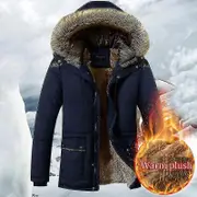 Men's Winter Parka Coat with Fleece Hood - Thick & Warm - Plus Size 8XL - Cargo Jacket 9805Khaki 7XL