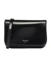 Brushed leather mini-bag with shoulder strap One size black