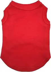 Petitebella Puppy Clothes Dog Dress Plain Red Sleeveless Cotton Tee T Shirt (Medium)