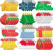 OFCTE Christmas Mini Pop Keychain Fidget Toy, Mini Push Pop Bubble Fidget Sensory Toy Keychains, Stress Relief, Focus, Ages 6+, Red, Green