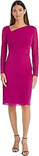 [Maggy London] Women's Long Dress with Sheer Mesh Sleeves for Wedding Guest, Funeral, and Work
