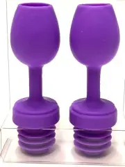 2-PACK Purple Wine Dinner Tasting Party Glass Bottle Stopper Champagne Beer