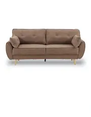 [Sarantino] 3 Seater Sofa Bed Lounge Couch Modular Furniture Home Linen Fabric Brown