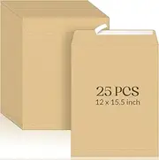 Dunzoom 25 Pcs Jumbo Large Kraft Envelopes, 15.75 x 12 Inches Peel Catalog Mailing Envelopes for Mailing Storing and Organizing Personal Mail Business Documents (Brown Kraft)