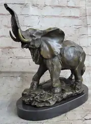 Signed Bugatti Laughing Elephant Symbol of Luck Bronze Sculpture Statue Decor