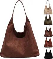 [Generic] Suede Purse Slouchy Tote Bag Suede Bag Suede Hobo Bag Brown Suede Hobo Purse Slouchy Shoulder Bags Suede Hobo Shoulder Bag Slouchy Bags for Women (D)