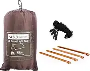 DD Hammocks - DD Superlight Tarp (10ft x 10ft) - 100% Waterproof Ripstop Nylon Compact Ultralight & Multifunctional Rainfly Tarp Tent Shelter for Camping Backpacking Hiking Adventure (Coyote Brown)