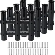 uxcell Fishing Rod Holder for Boat Plastic Rod Holder 3-Tube Pole Rack 4 Pack Wall/Side Mounted Fishing Pole Holder with Screws for Kayak, Truck, Black