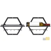 2 Set Metal Wall Mounted Wine Bottle Rack, Hanging Wine Display Racks, Black