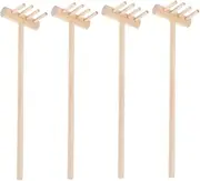 4pcs Mini Wood Rake Sand Rake Sand Tools Miniature Garden Tools Sandbox Rake Table Mini Rakes Mini Rake Crafts Mini Sand Table Rake Sandbox Miniature Rakes Sand Tray Rake Khaki