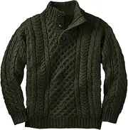 [Makkrom] Kids and Boys Mock Neck Pullover Sweater Long Sleeve Button Cable Knitted Jumper