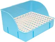 Generic Pet Rabbit Strauder Pan Corner Strauder Pan Cage Toilet Bedding Box Mesh Bottom Toilet for Guinea Pig Chinchilla Hamster, Blue, as described