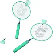Kids Durable Badminton Set, Lightweight Iron Alloy Kids Badminton Racket Set Glossy Paint for Badminton Hall (Mint Green)