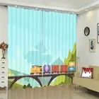 Blue Arc Nice Peak 3D Curtain Blockout Photo Printing Curtains Drape Fabric